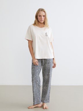 Pijama Takım KOYU GRİ BASKILI