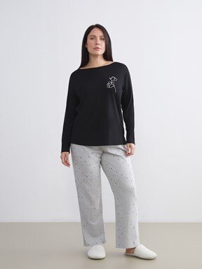 Pijama Alt GRİ MELANJ BASKILI