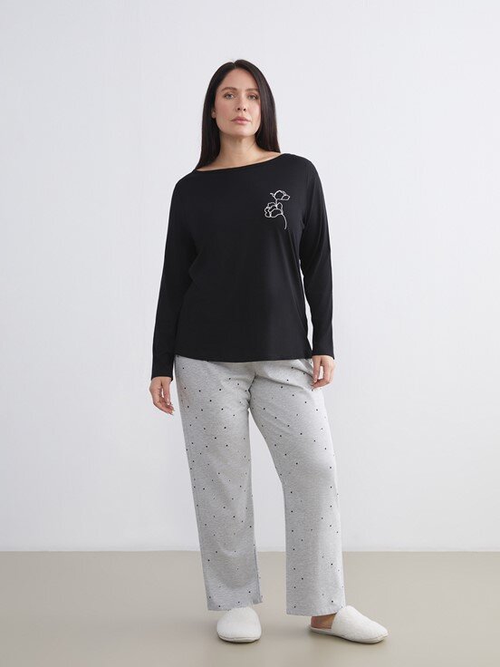 Pijama Alt GRİ MELANJ BASKILI