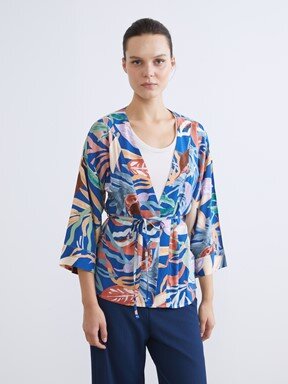Kimono LACİVERT BASKILI