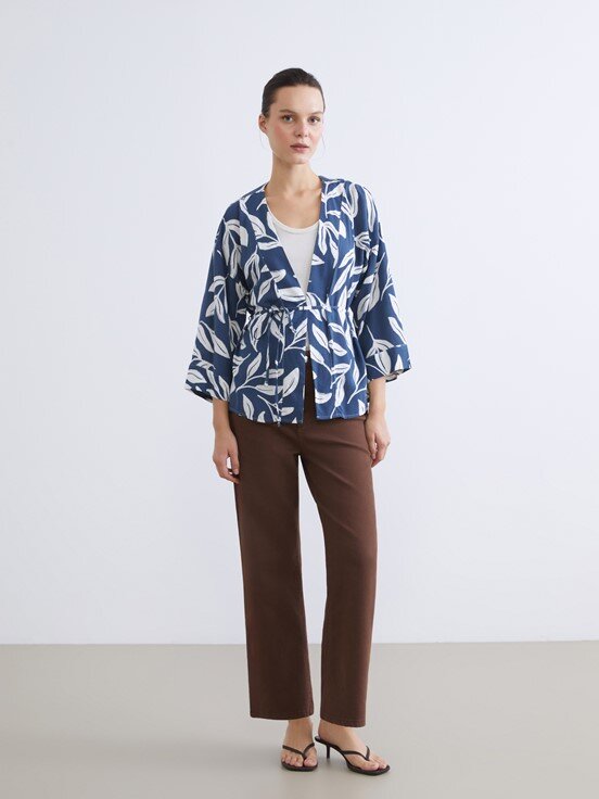 Kimono LACİVERT BASKILI