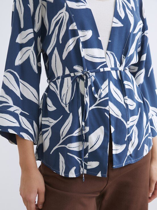Kimono LACİVERT BASKILI