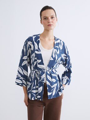 Kimono LACİVERT BASKILI
