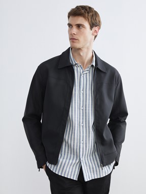 Deri Görünümlü Mont YENİ SİYAH