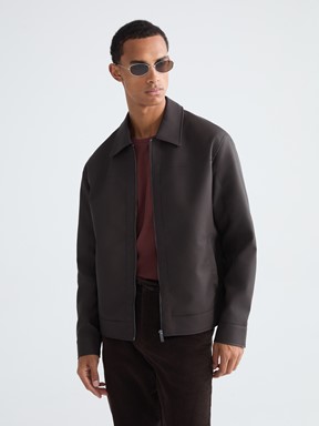 Deri Görünümlü Mont YENİ SİYAH