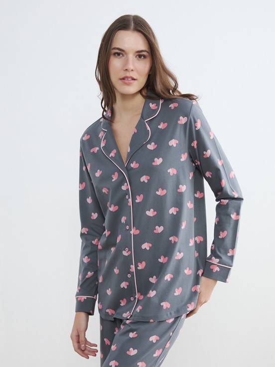 Pijama Takım GRİ BASKILI