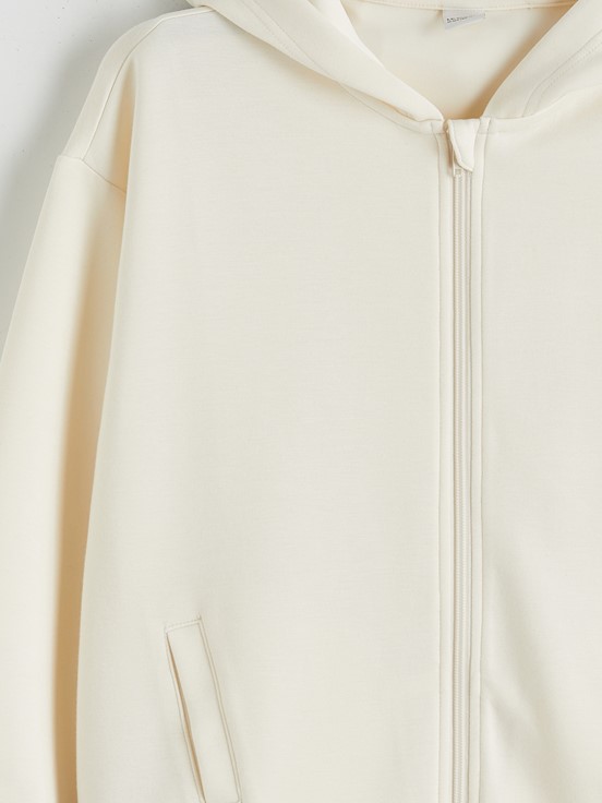 Fermuarlı Sweatshirt KREM RENGİ