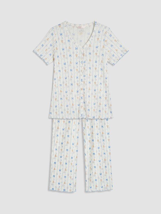 Pijama Takım EKRU BASKILI
