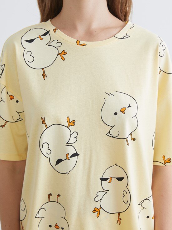 Şortlu Pijama Takımı AÇIK SARI BASKILI