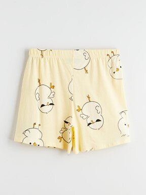Şortlu Pijama Takımı AÇIK SARI BASKILI