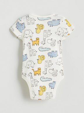 Çıtçıtlı Body KREM BASKILI