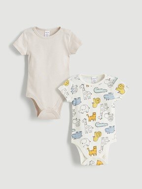 Çıtçıtlı Body KREM BASKILI