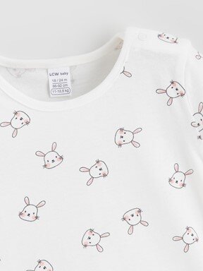 Çıtçıtlı Body KREM BASKILI