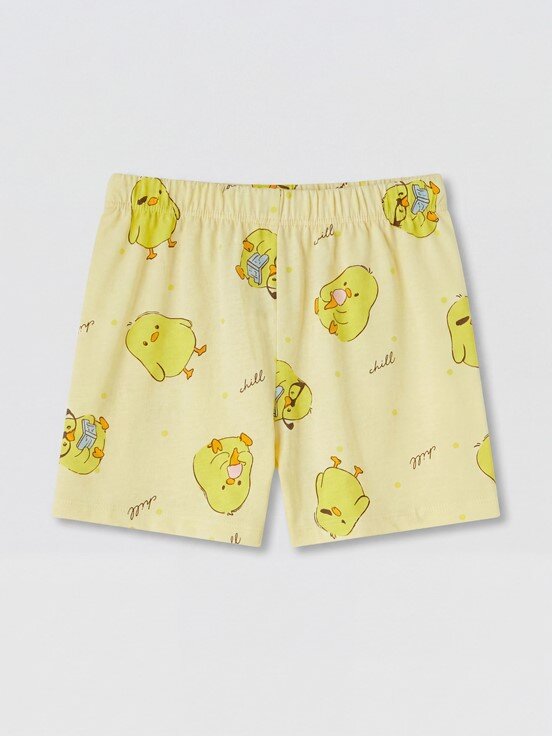 Şortlu Pijama Takımı AÇIK SARI BASKILI