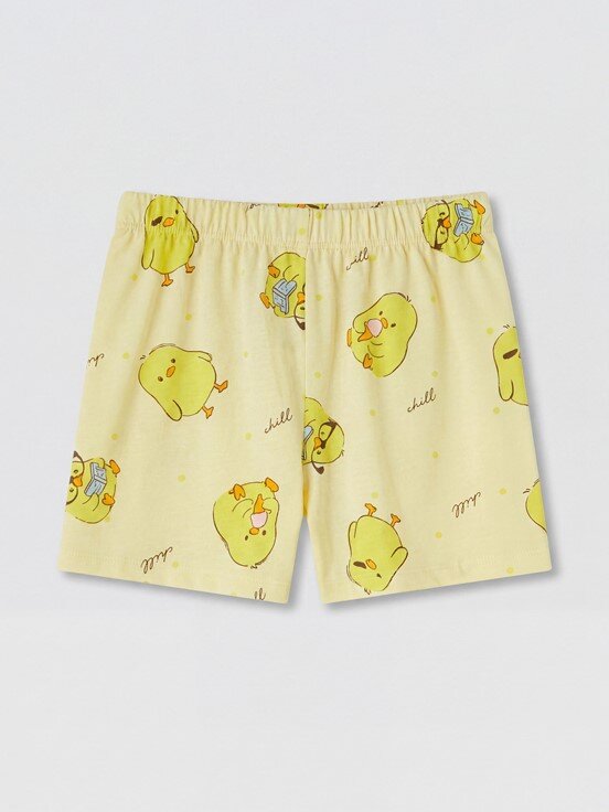 Şortlu Pijama Takımı AÇIK SARI BASKILI