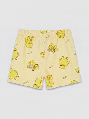 Şortlu Pijama Takımı AÇIK SARI BASKILI