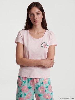 Kaprili Pijama Takımı AÇIK SUYEŞİLİ BASKILI