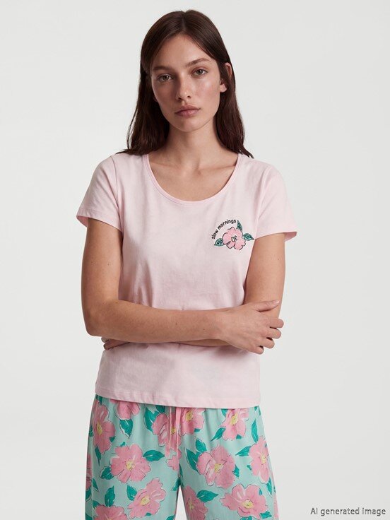 Kaprili Pijama Takımı AÇIK SUYEŞİLİ BASKILI