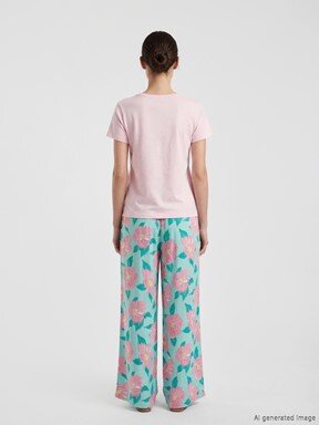 Kaprili Pijama Takımı AÇIK SUYEŞİLİ BASKILI