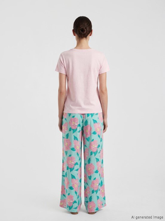 Kaprili Pijama Takımı AÇIK SUYEŞİLİ BASKILI
