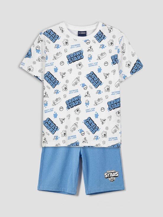 Şortlu Pijama Takımı BEYAZ BASKILI