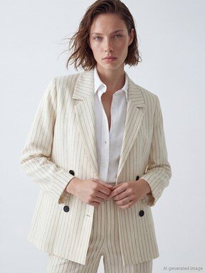 Blazer Ceket BEJ ÇİZGİLİ