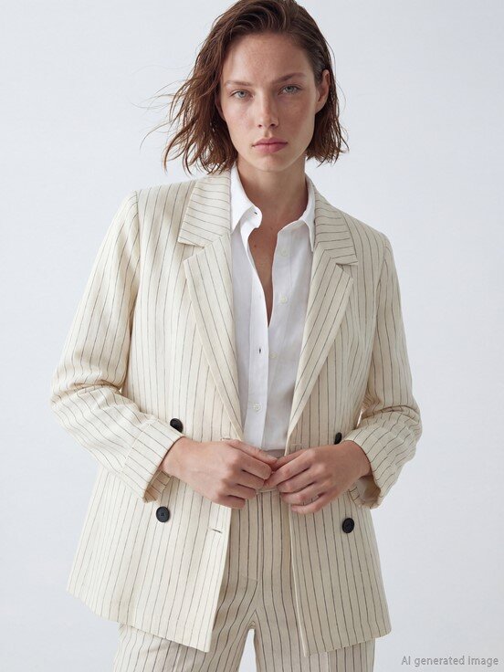 Blazer Ceket BEJ ÇİZGİLİ