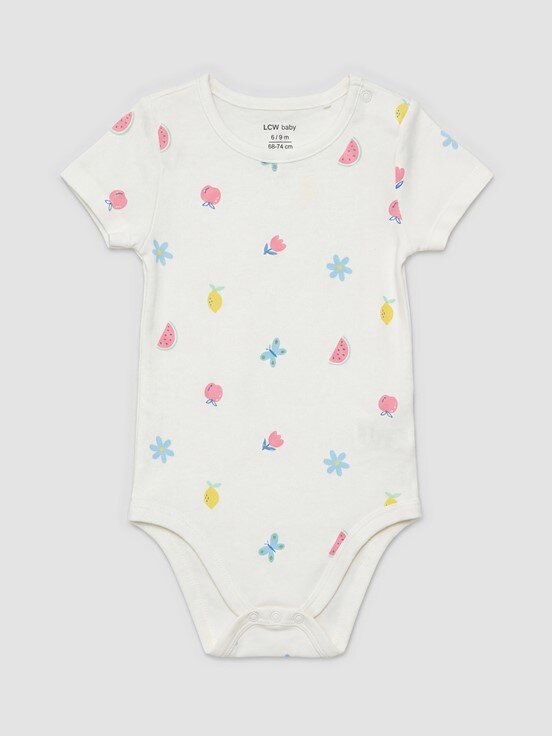 Çıtçıtlı Body KREM BASKILI