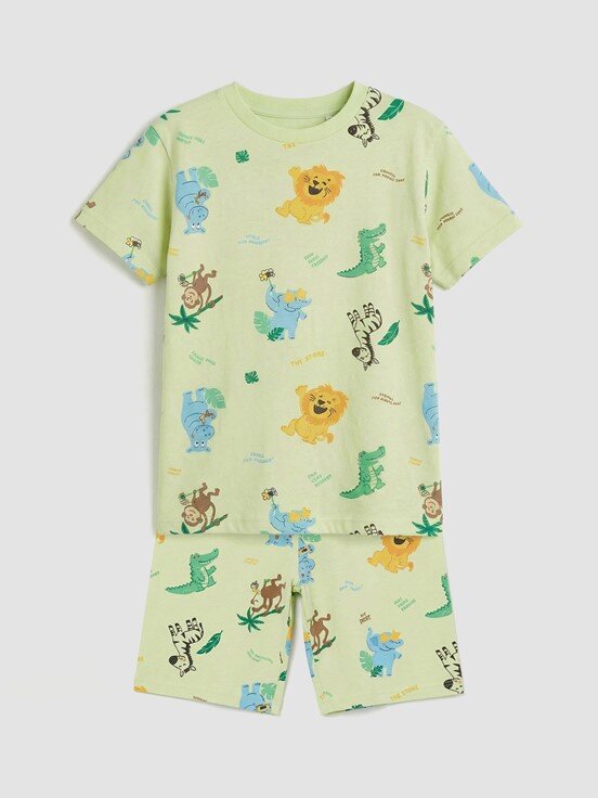 Şortlu Pijama Takımı AÇIK YEŞİL BASKILI