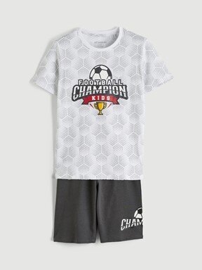 Şortlu Pijama Takımı BEYAZ BASKILI