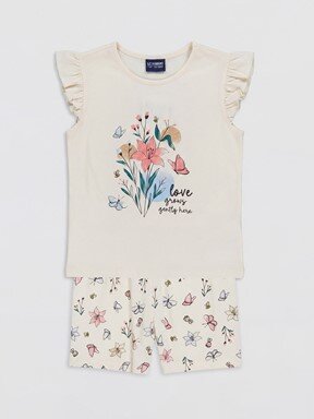 Şortlu Pijama Takımı KREM RENGİ