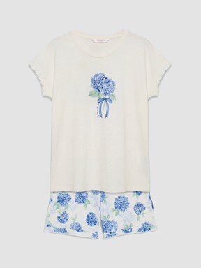 Şortlu Pijama Takımı EKRU BASKILI