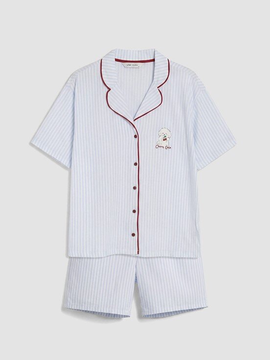 Şortlu Pijama Takımı AÇIK MAVİ BASKILI