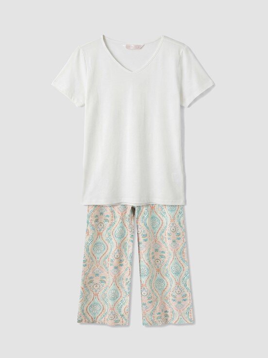 Kaprili Pijama Takımı EKRU BASKILI