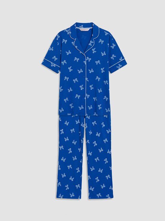 Pijama Takım KOYU MAVİ BASKILI