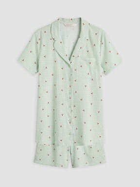 Şortlu Pijama Takımı EKRU BASKILI