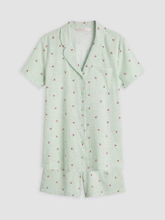 Şortlu Pijama Takımı EKRU BASKILI