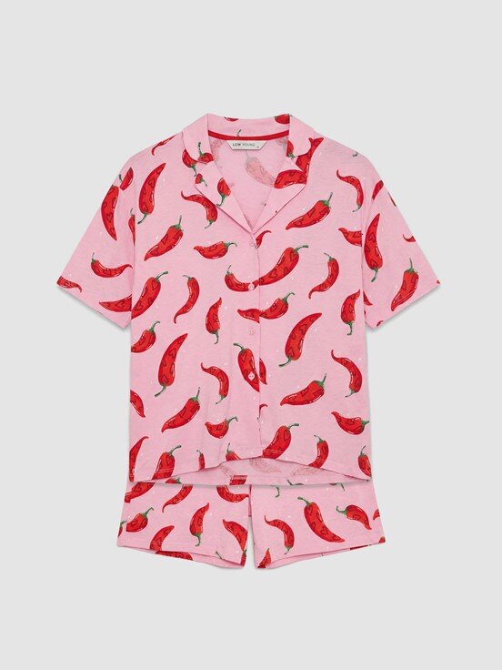 Pijama Takım PEMBE BASKILI
