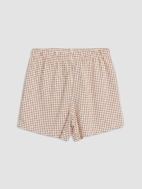 Şortlu Pijama Takımı AÇIK KAHVERENGİ BASKILI