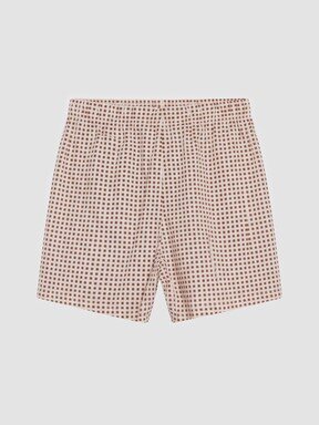 Şortlu Pijama Takımı AÇIK KAHVERENGİ BASKILI