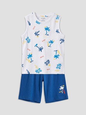 Şortlu Pijama Takımı BEYAZ BASKILI