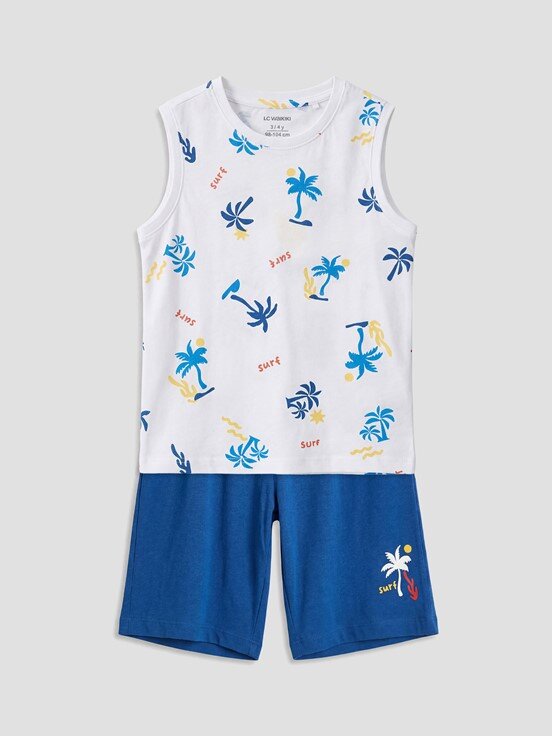 Şortlu Pijama Takımı BEYAZ BASKILI
