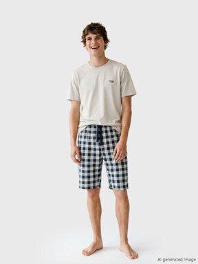 Şortlu Pijama Takımı AÇIK GRİ BASKILI