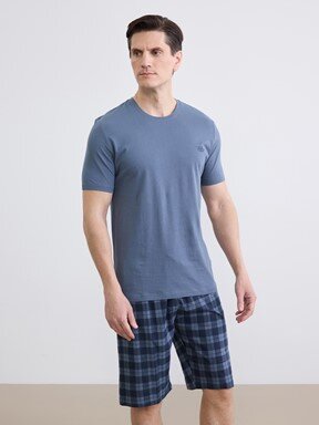 Şortlu Pijama Takımı AÇIK GRİ BASKILI