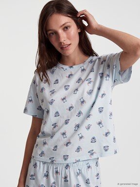 Şortlu Pijama Takımı UÇUK MAVİ BASKILI