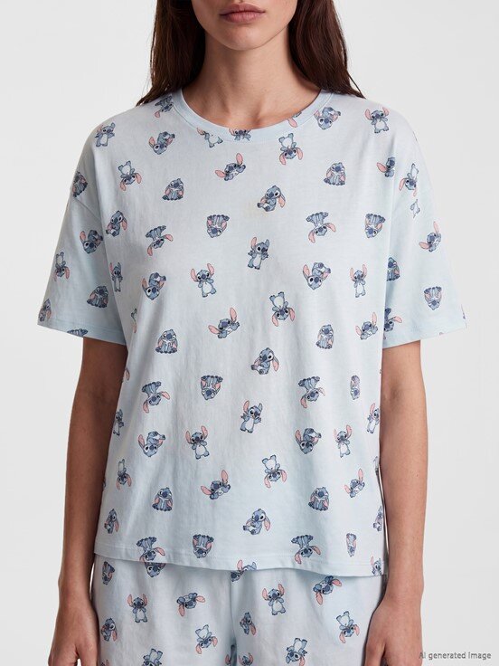 Şortlu Pijama Takımı UÇUK MAVİ BASKILI