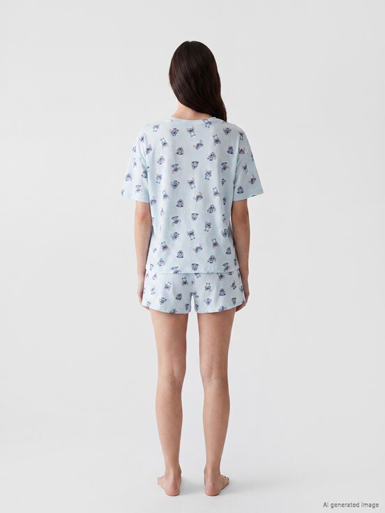Şortlu Pijama Takımı UÇUK MAVİ BASKILI