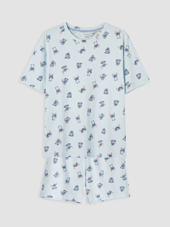 Şortlu Pijama Takımı UÇUK MAVİ BASKILI