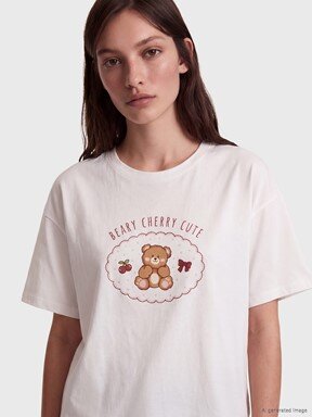 Şortlu Pijama Takımı BORDO BASKILI