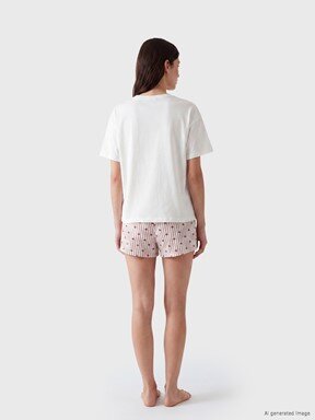 Şortlu Pijama Takımı BORDO BASKILI